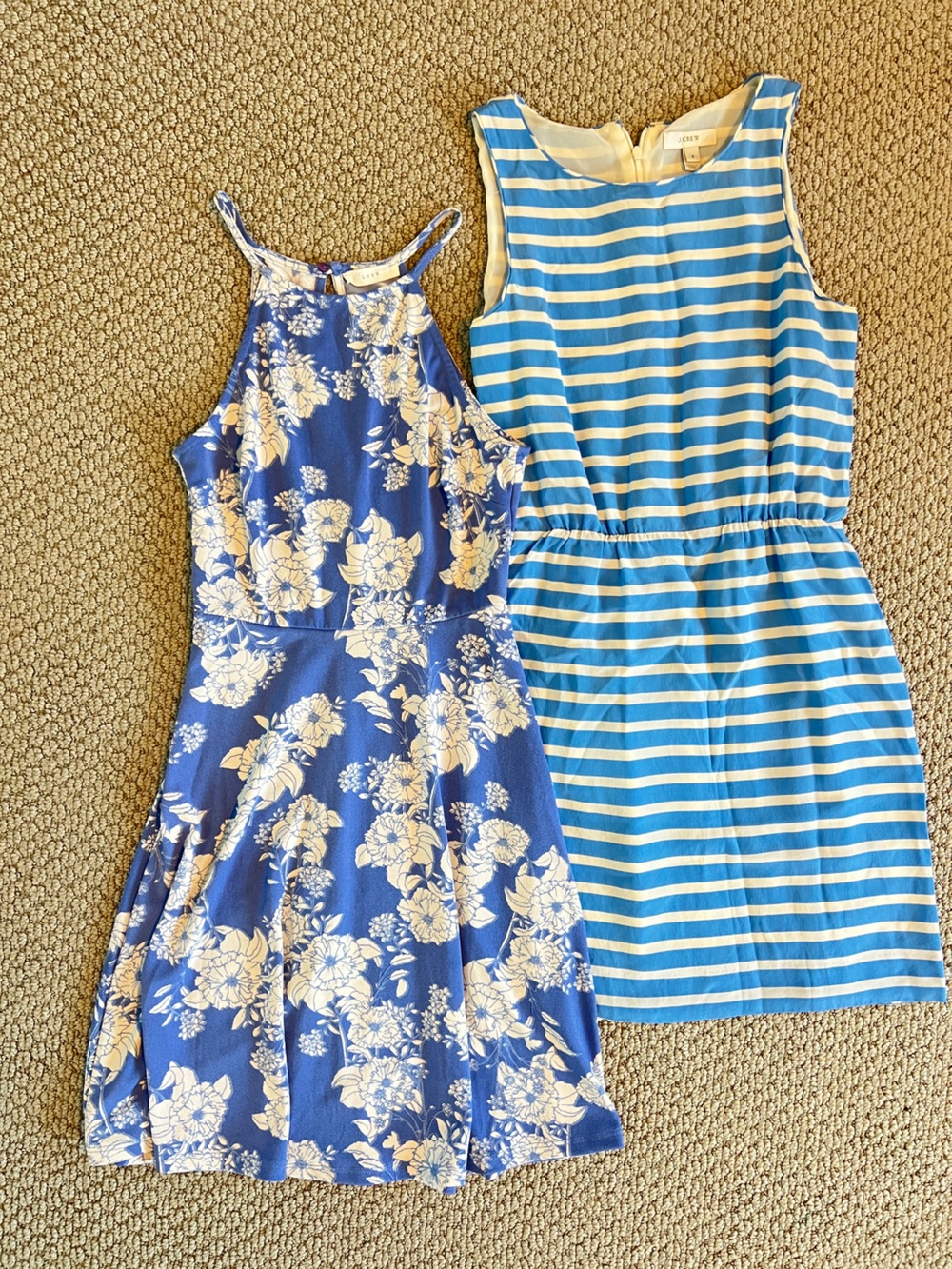 2 for 1 Summer Dresses, Blue and White, Floral & stripes women’s cottage